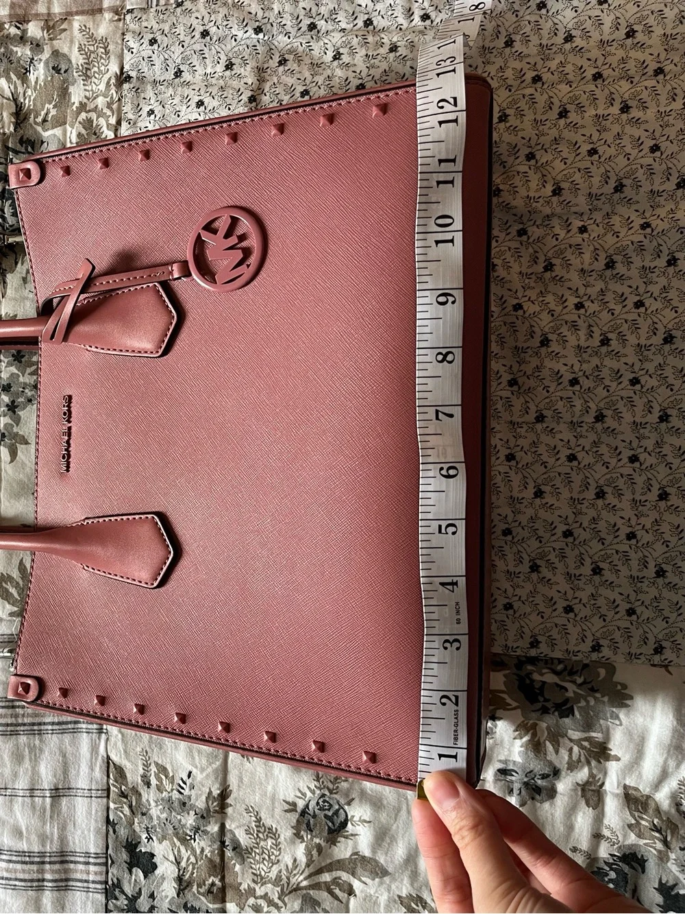 Michael Kors Rose Pink Leather Satchel with MK Charm